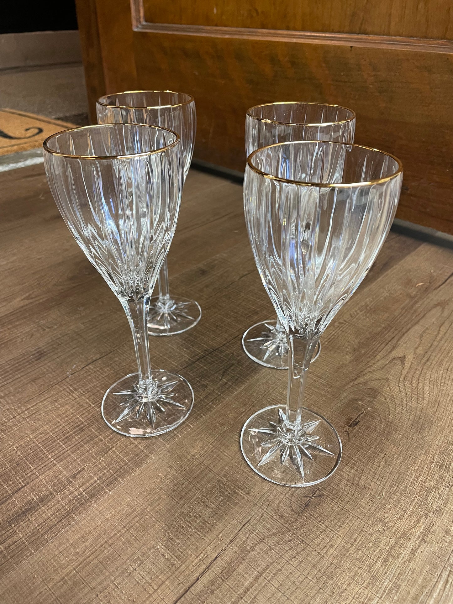 Mikasa Tiara Crystal Gold Rimmed Wine Glasses