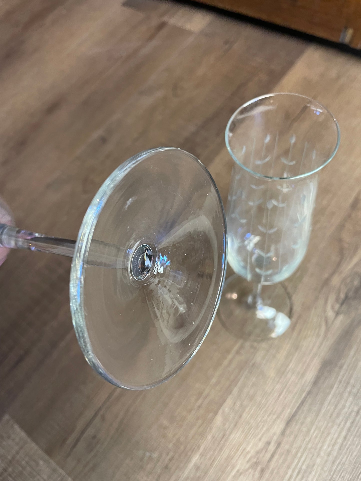 Etched Glass Champagne Flutes