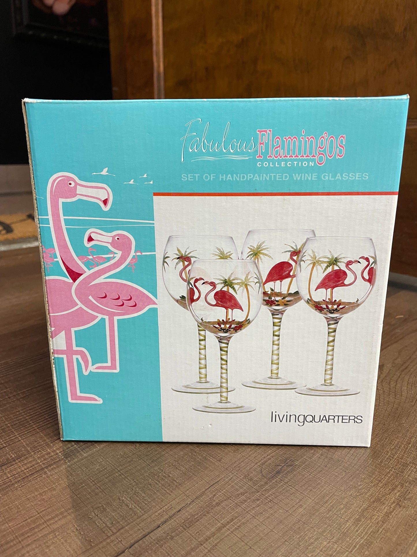 Living Quarters Fabulous Flamingos Wine Glasses (Set of 4)