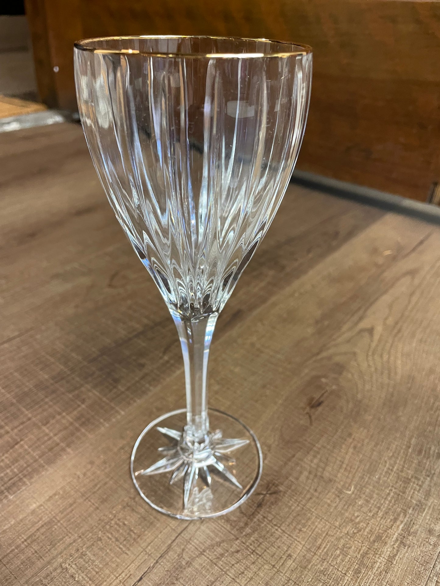 Mikasa Tiara Crystal Gold Rimmed Wine Glasses