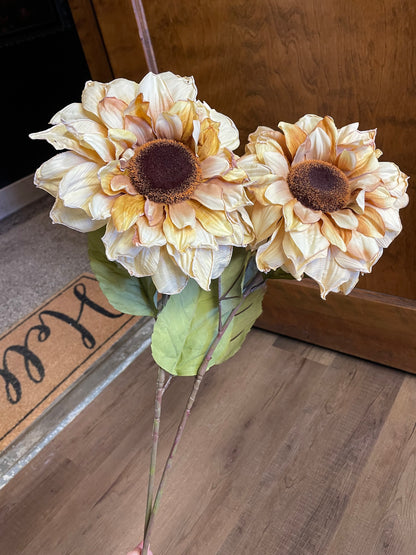 Set of Two Faux Dried Sunflower Stems