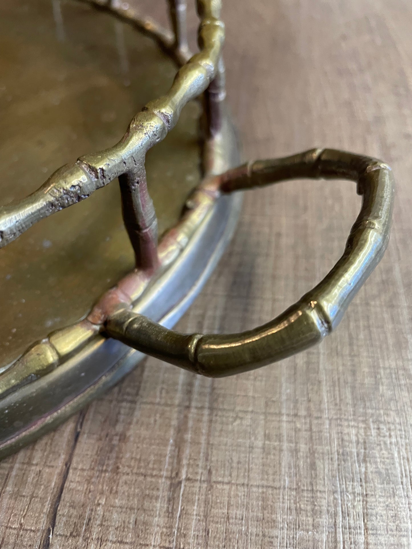 Vintage Hollywood Regency Brass Bamboo Vanity Tray