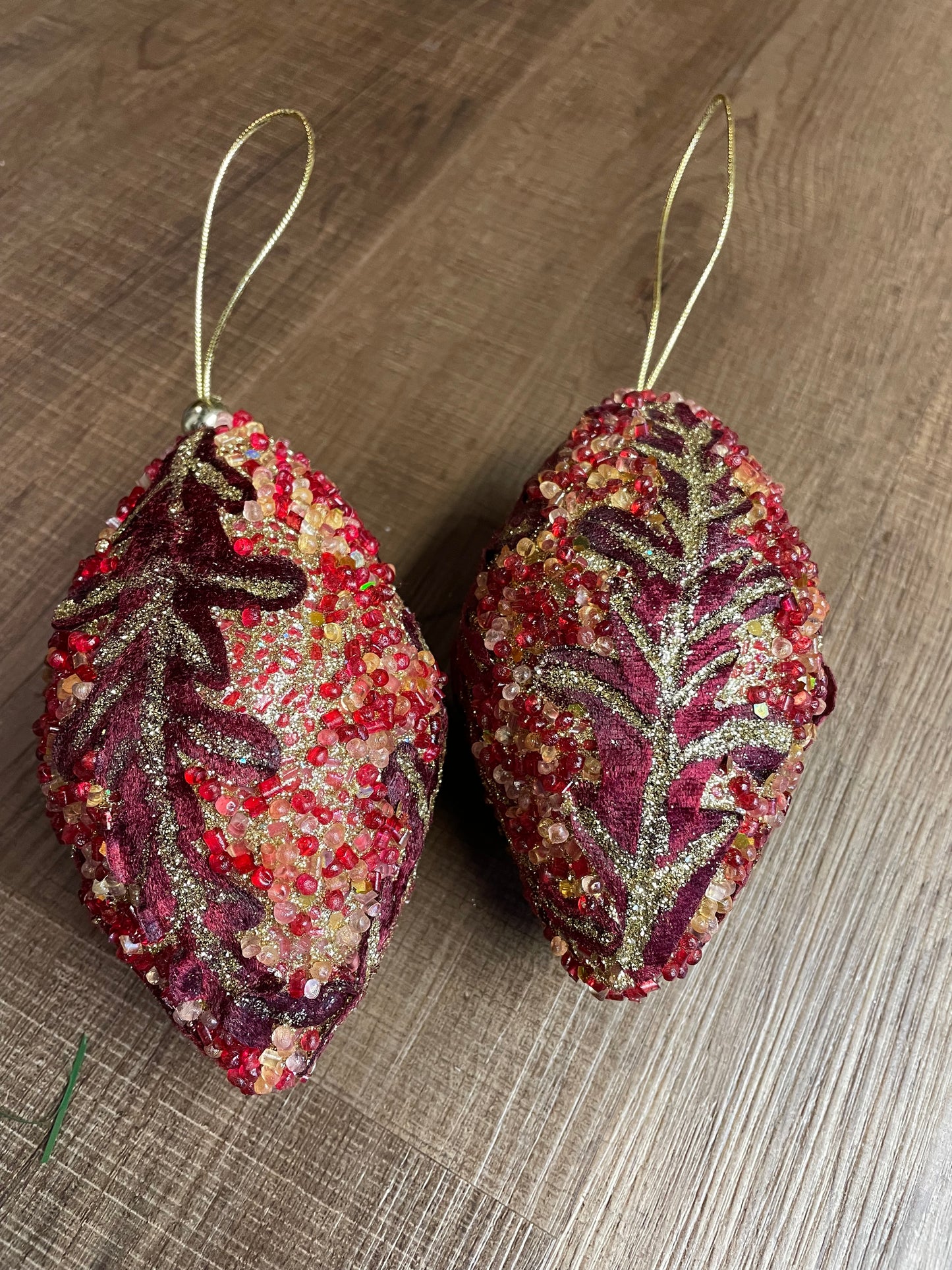 Beaded Almond-Shaped Ornaments