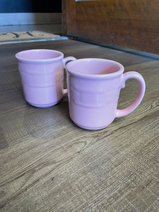 Longaberger Pottery Pink Woven Traditions Coffee Mug (Set of 2)