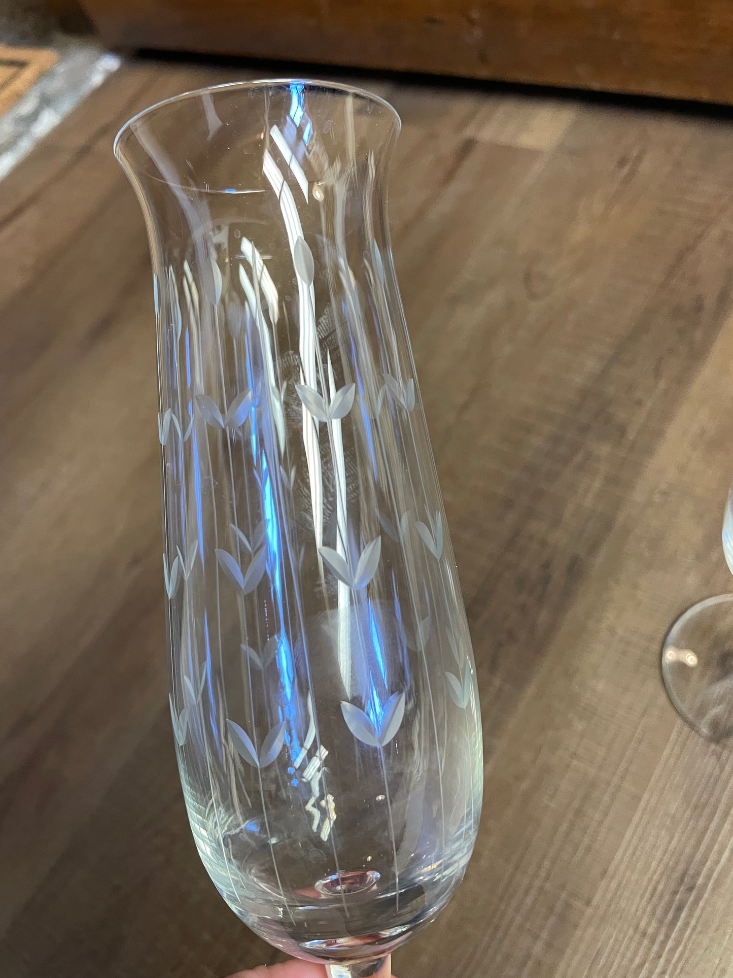 Etched Glass Champagne Flutes