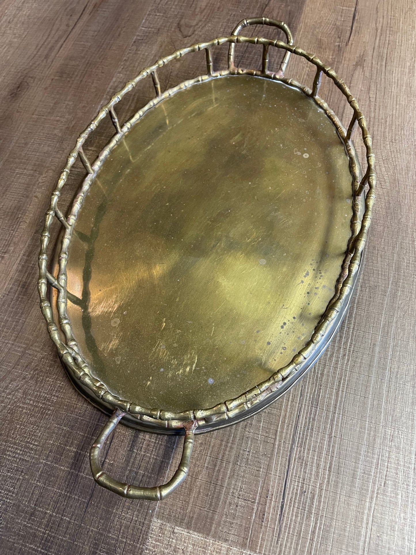 Vintage Hollywood Regency Brass Bamboo Vanity Tray