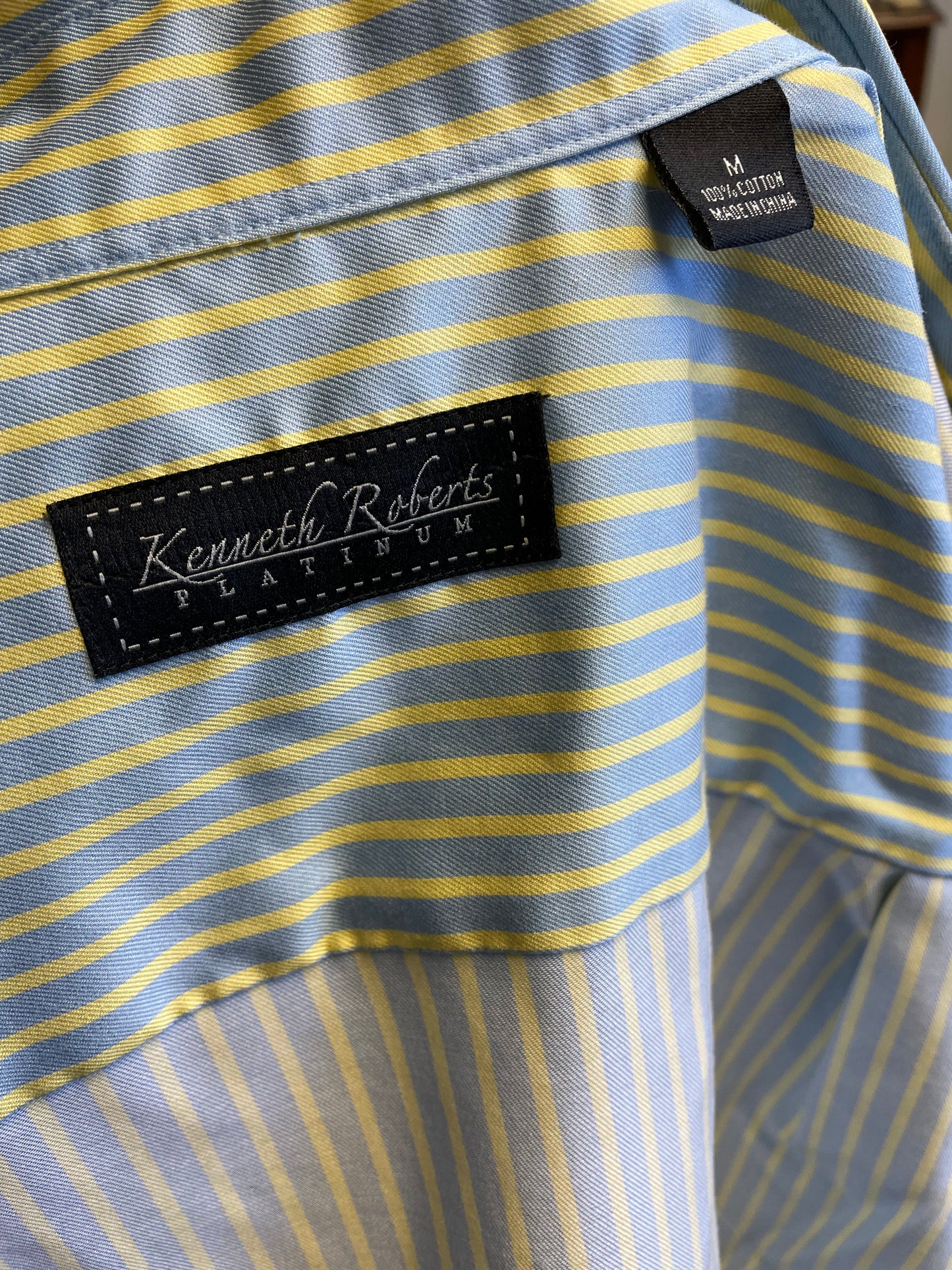 Kenneth Roberts Platinum Men's Striped Button Down (M)