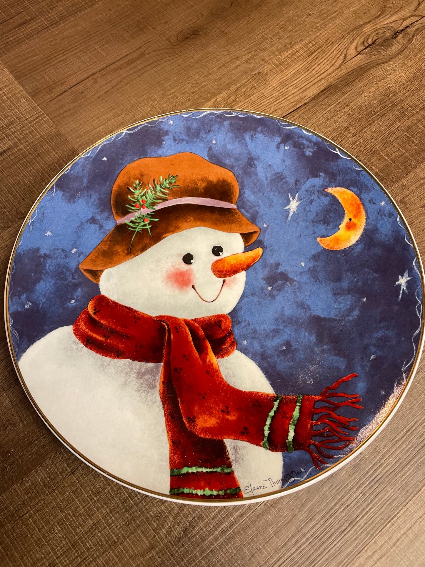 Elaine Thompson Ceramic Frosty Moon Plate