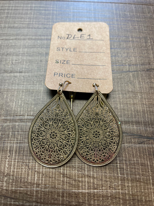 Etched Gold Plated Teardrop Earrings