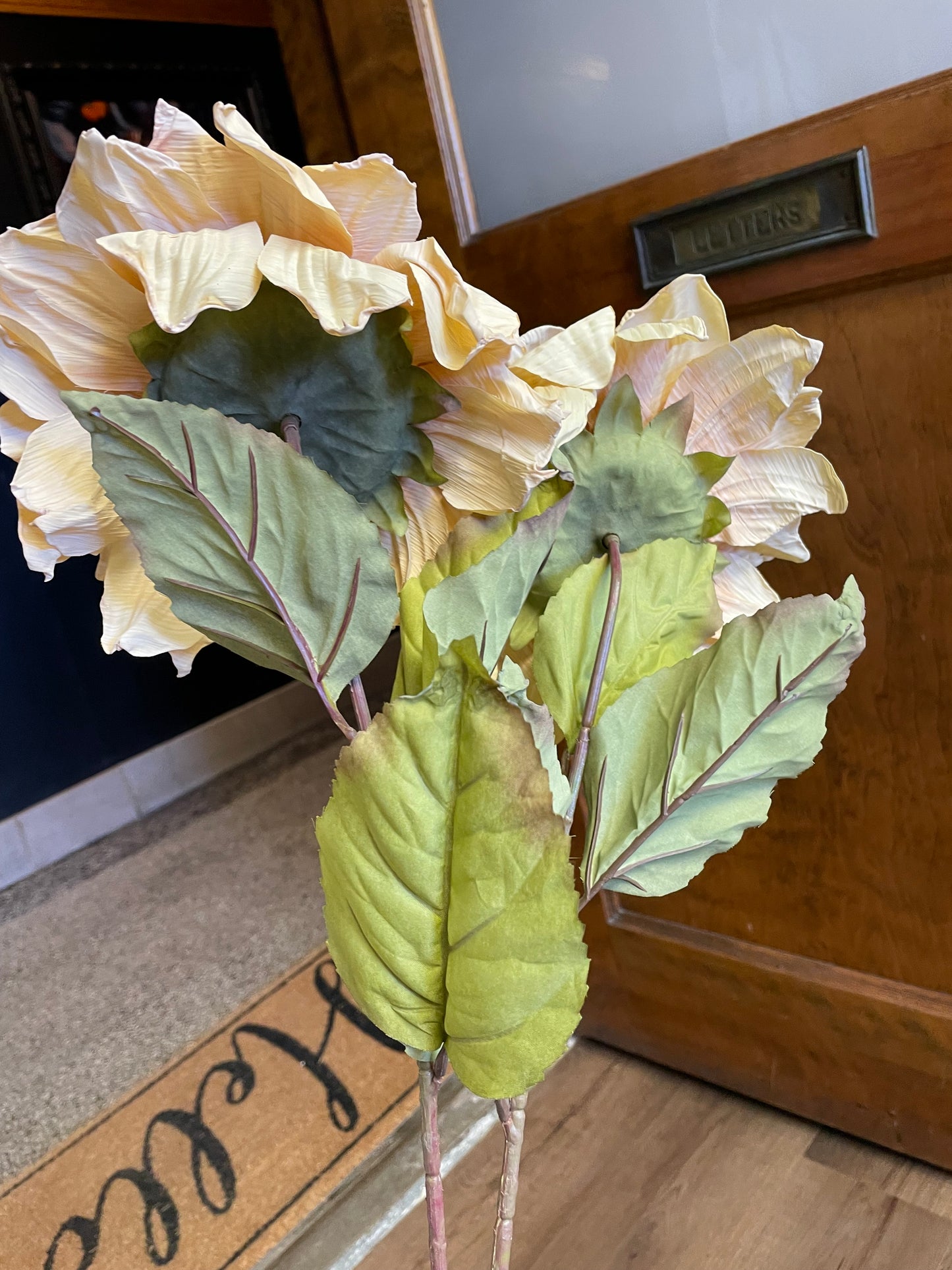 Set of Two Faux Dried Sunflower Stems