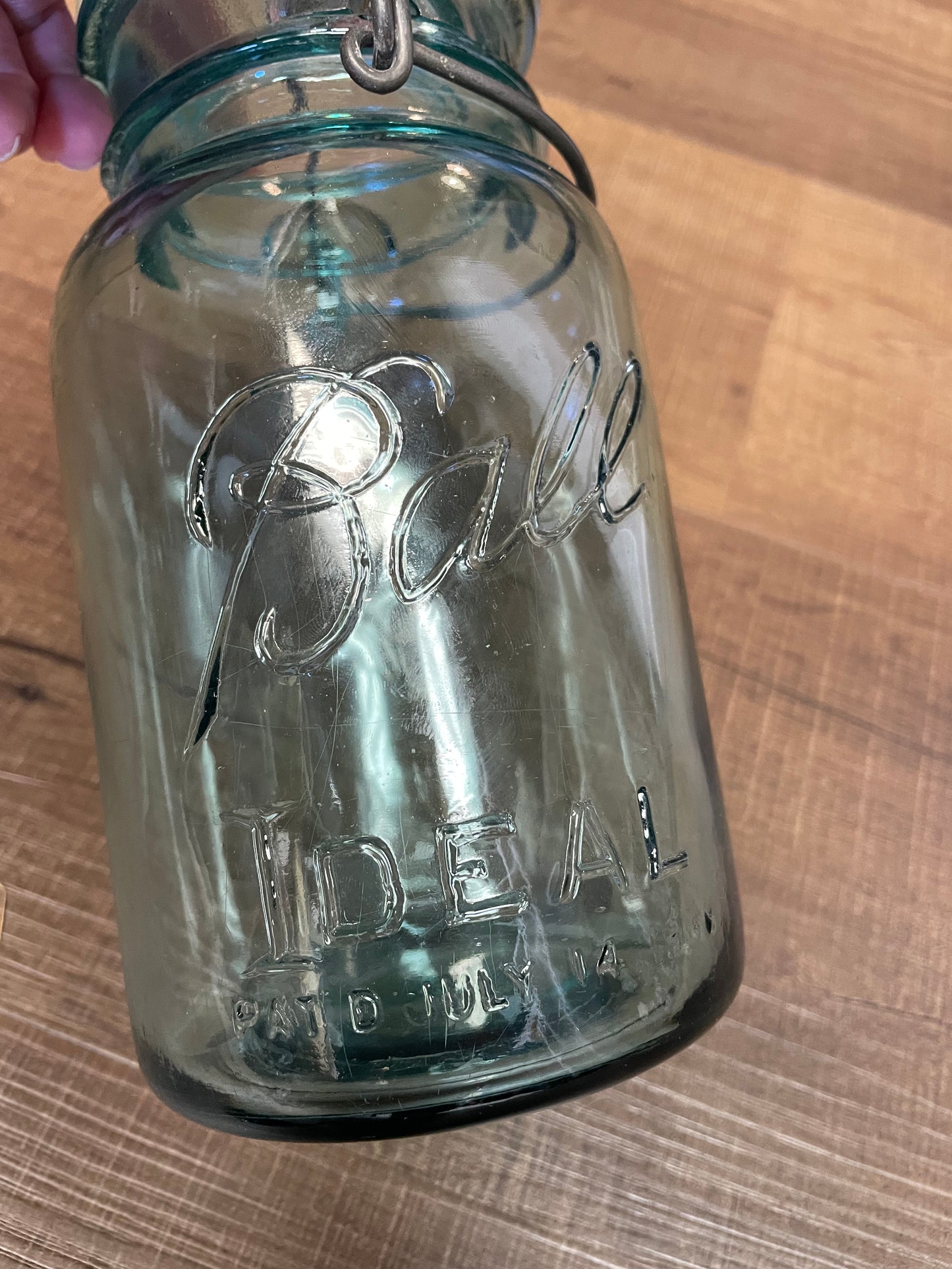 Vintage Ball Ideal PAT'D July 14 1908 Aqua Mason Jar