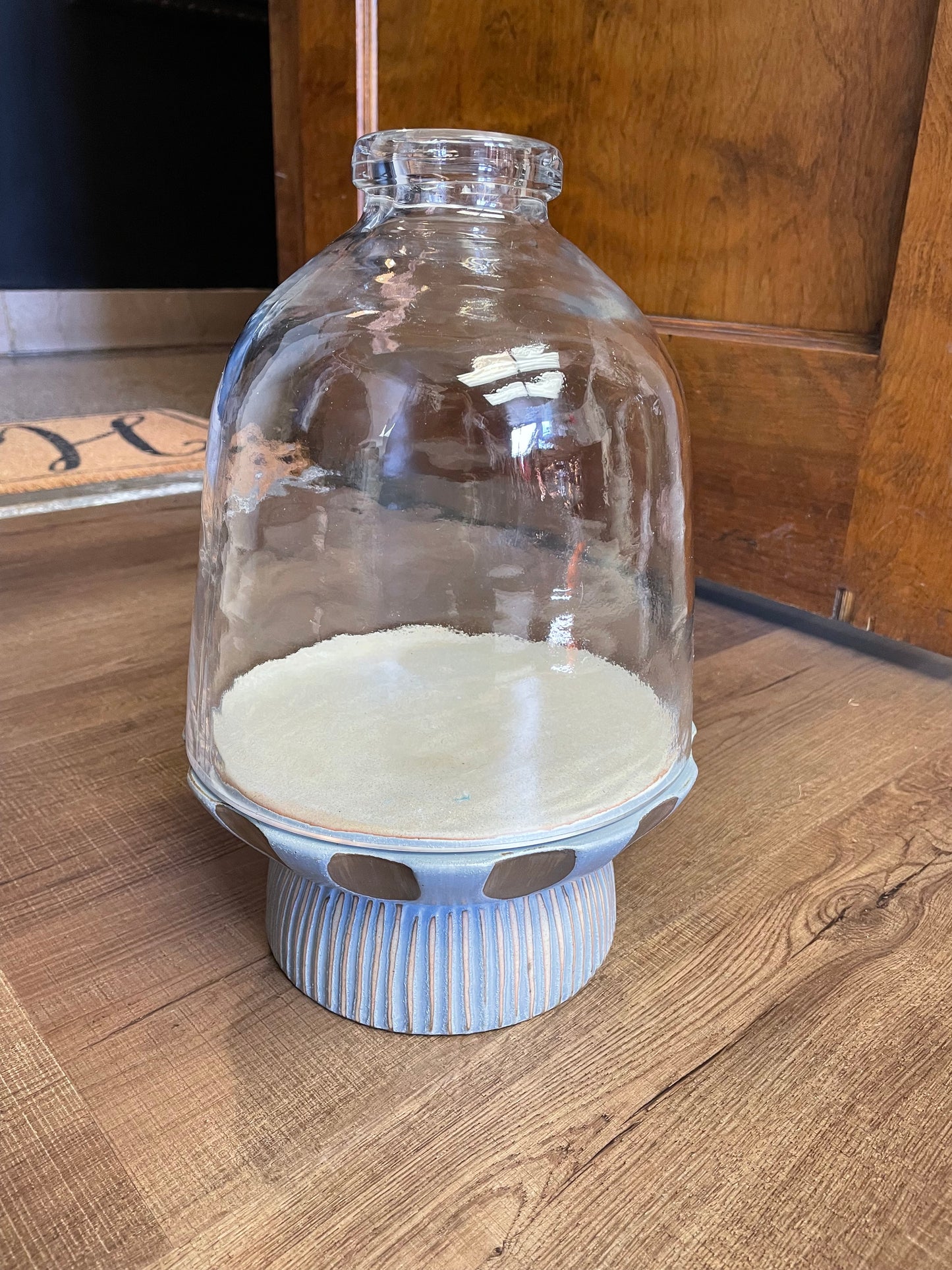 Anthropologie Pottery Base with Glass Hurricane