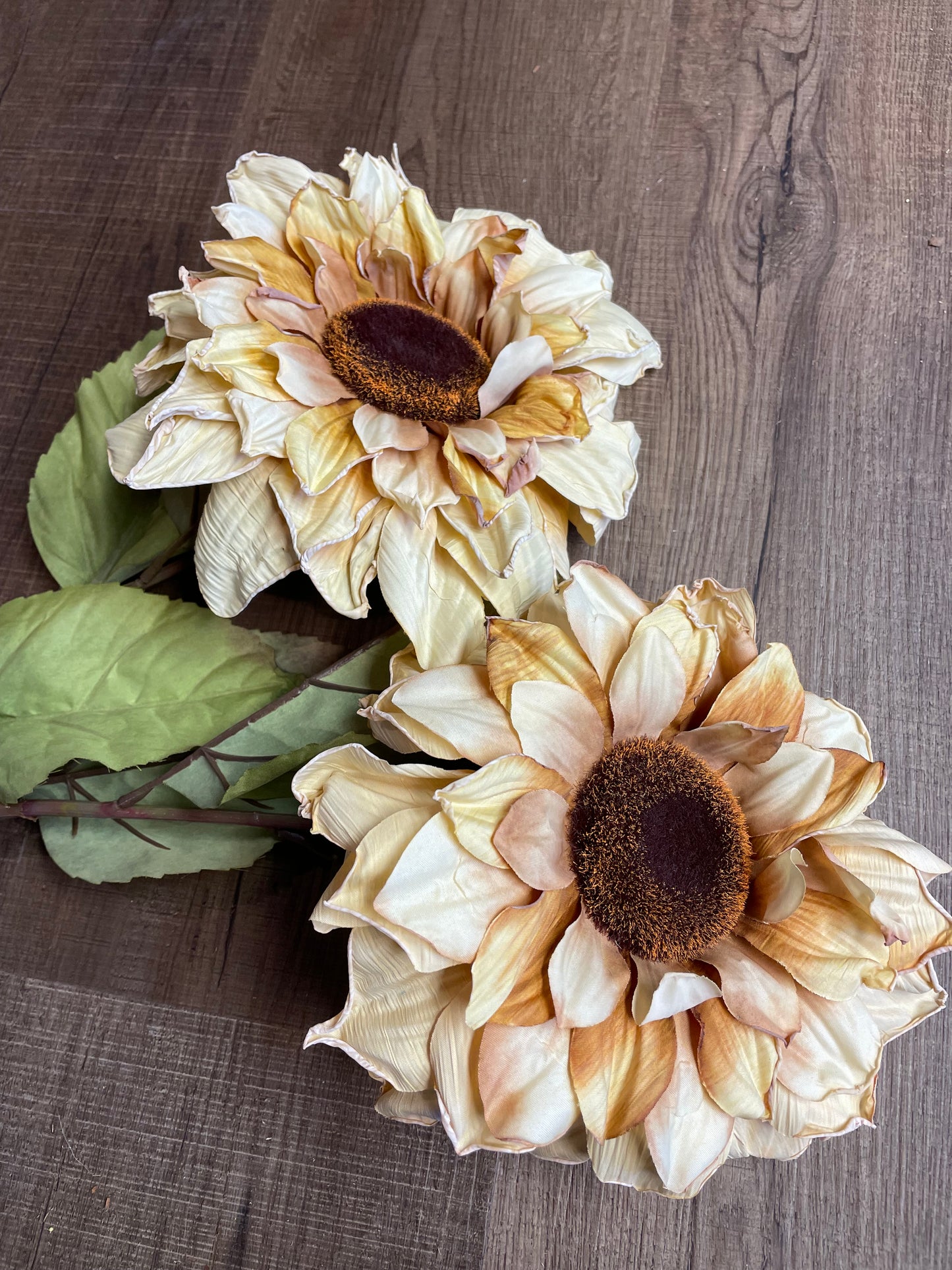 Set of Two Faux Dried Sunflower Stems