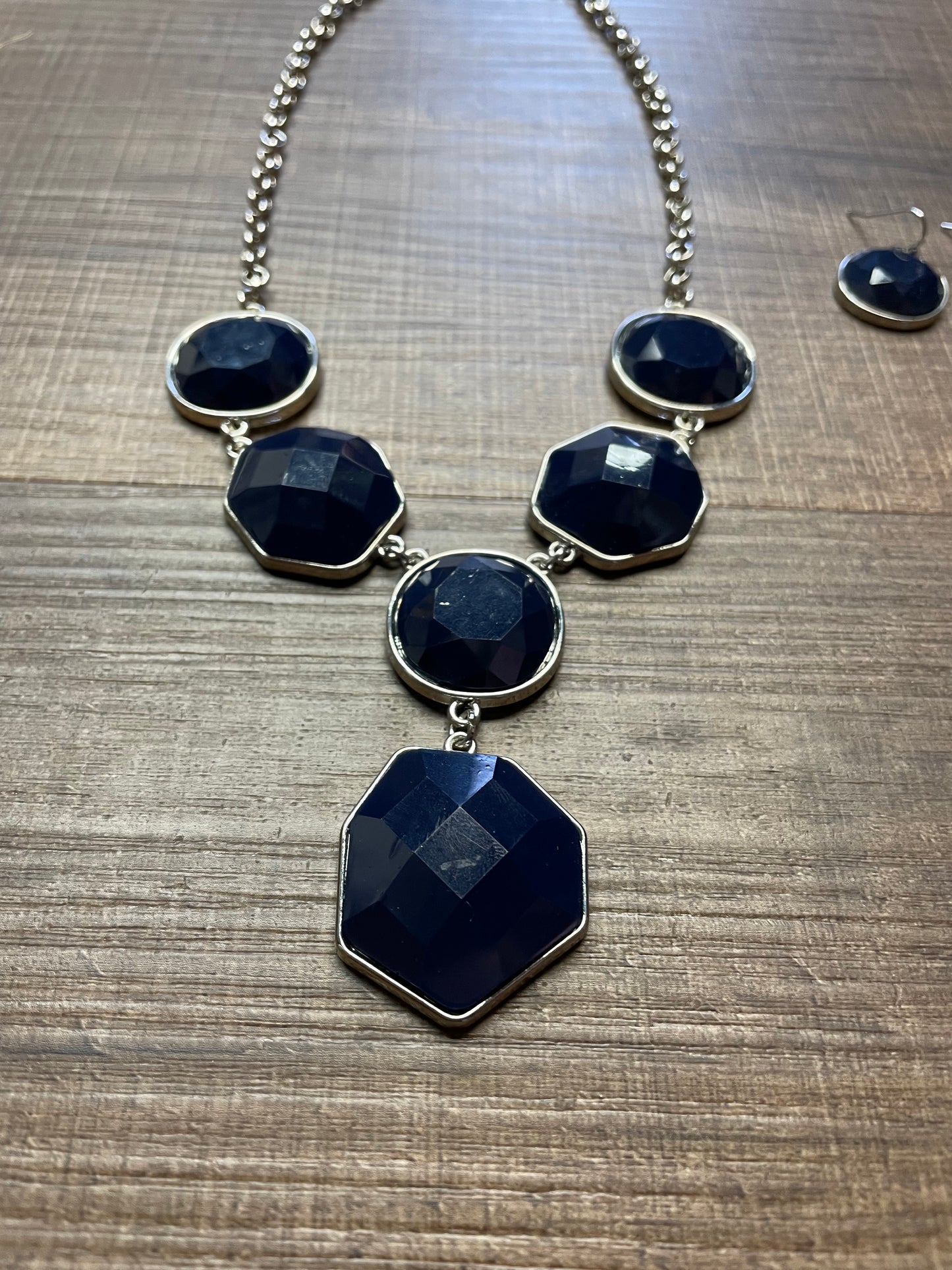 Navy Blue Stone Bauble Jewelry Set