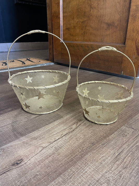 Gold Glitter Star Handled Baskets