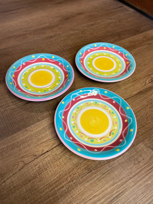 Gibson Painted Ceramic 8" Plates (Set of 3)