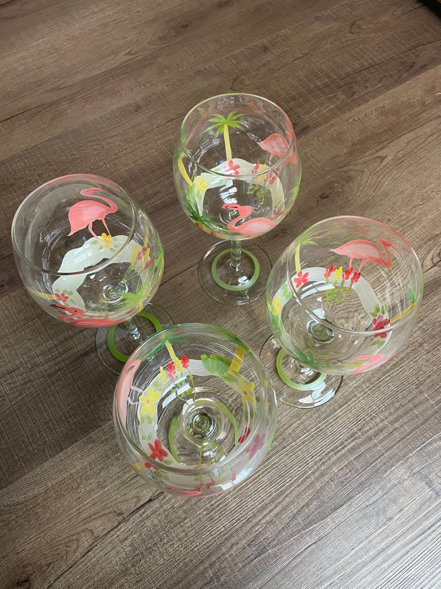 Living Quarters Fabulous Flamingos Wine Glasses (Set of 4)