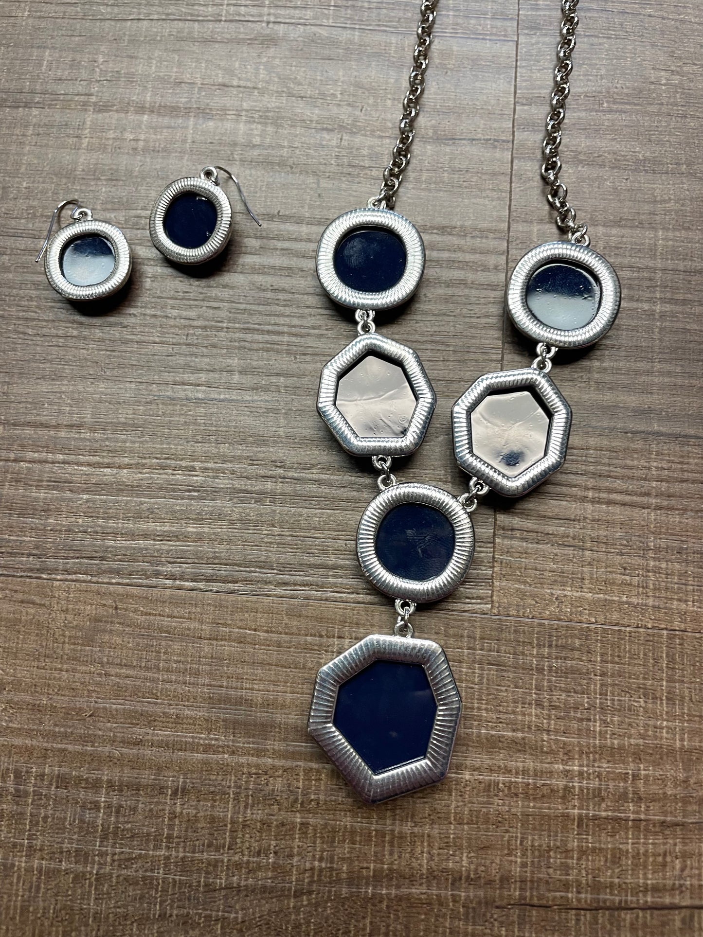 Navy Blue Stone Bauble Jewelry Set