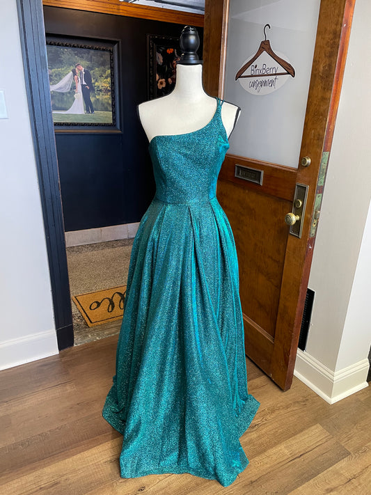 Windsor Green Sparkle Off Shoulder Formal Gown (7)