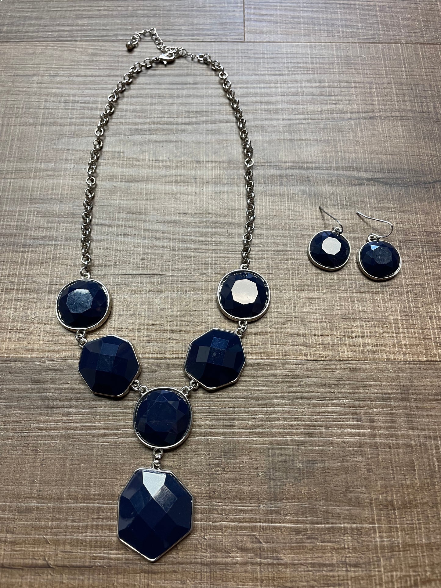 Navy Blue Stone Bauble Jewelry Set