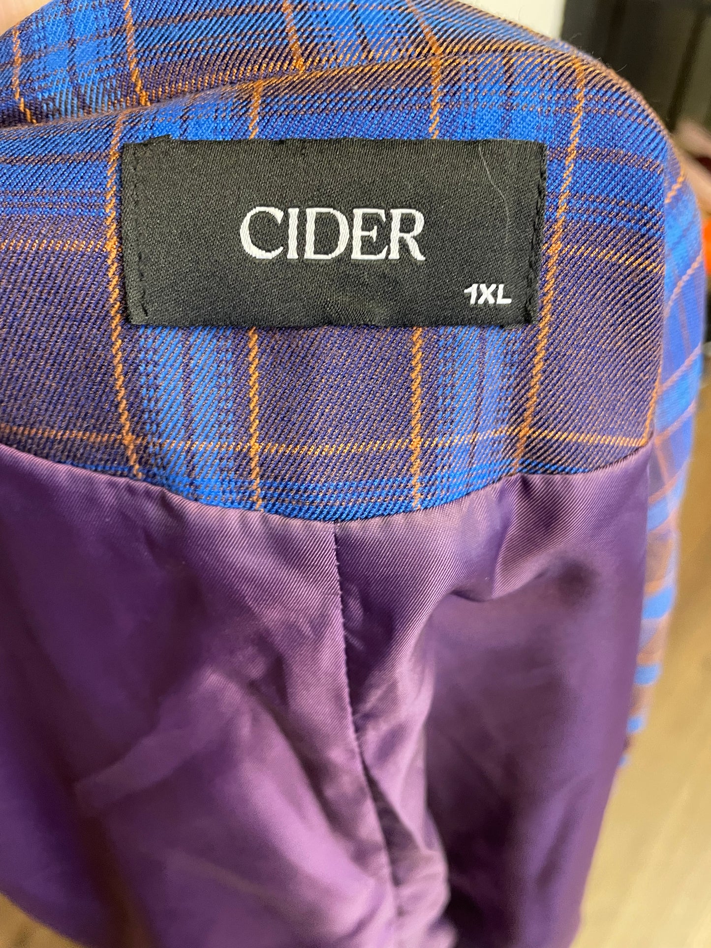 Cider Women's Double Breasted Plaid Blazer (1X)