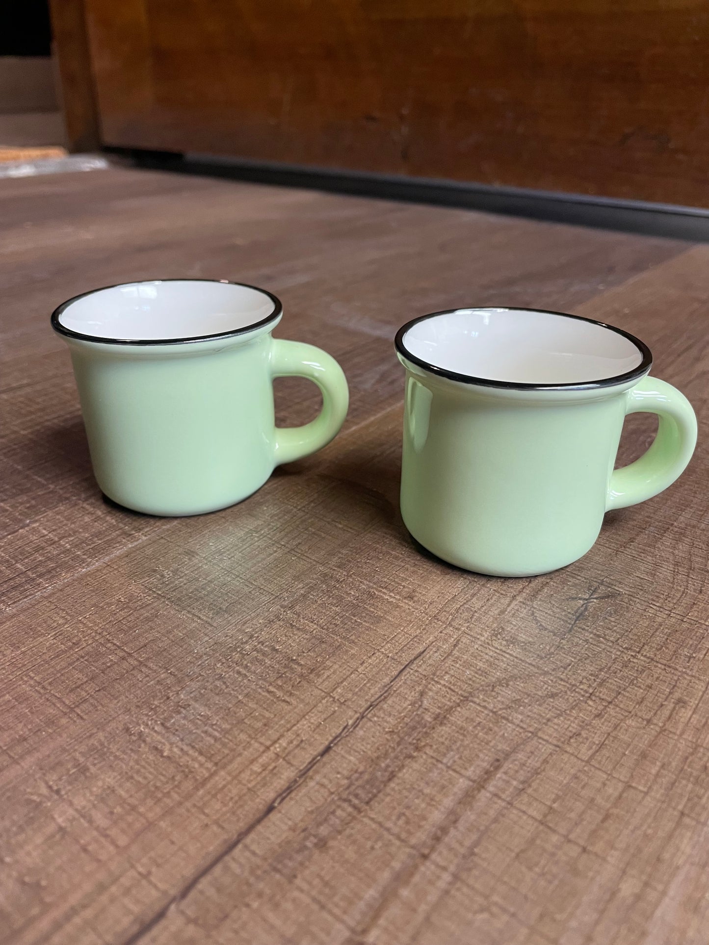 Set of Two Mini Painted Ceramic Mugs (1/4 cup)