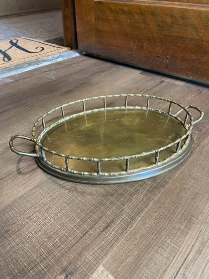 Vintage Hollywood Regency Brass Bamboo Vanity Tray