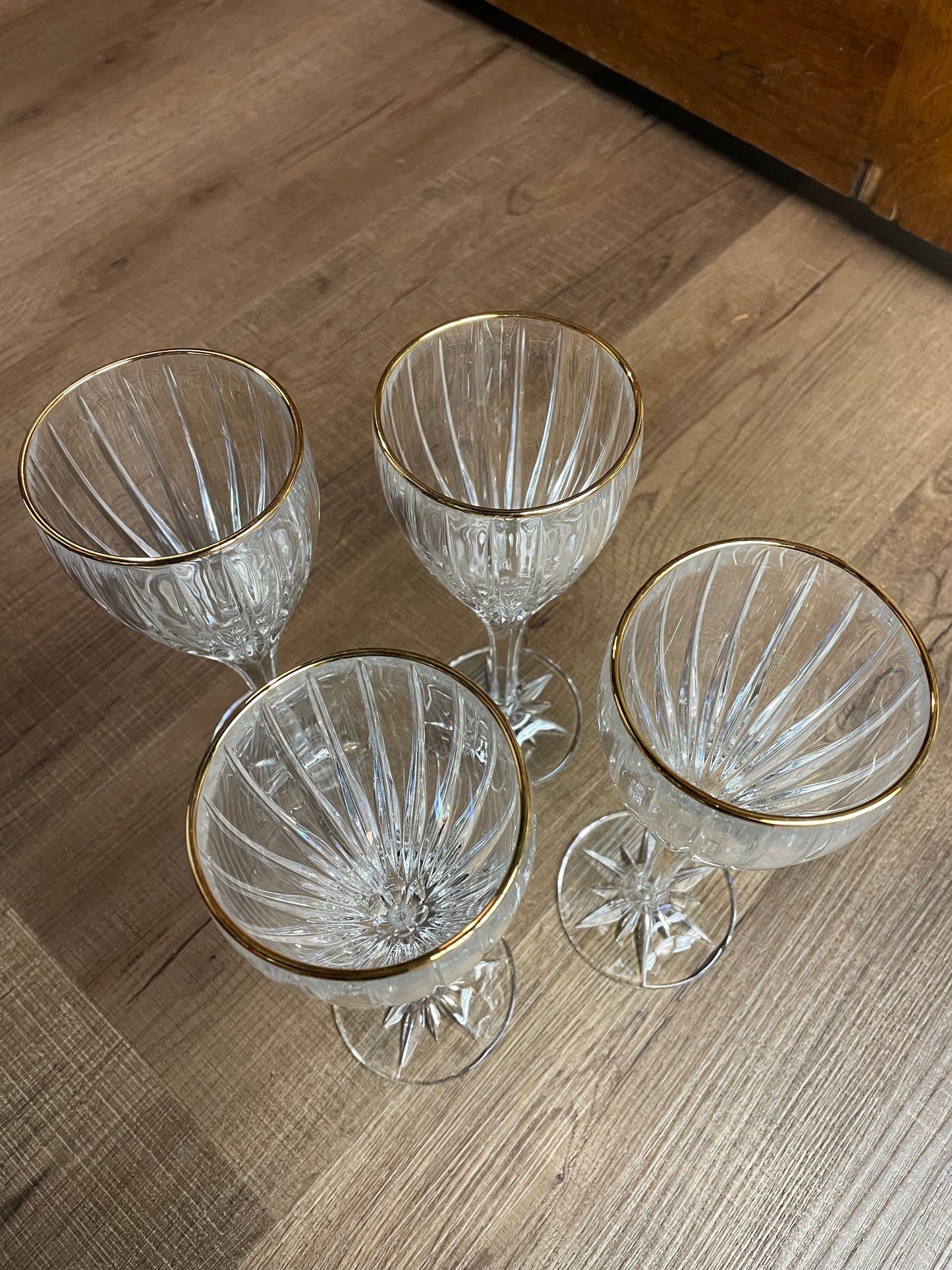 Mikasa Tiara Crystal Gold Rimmed Wine Glasses