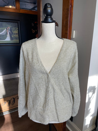 Old Navy Gold Eyelash Cropped Cardigan (XXL)