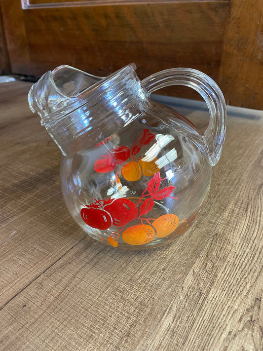 Vintage Anchor Hocking Orange and Tomato Ball Pitcher