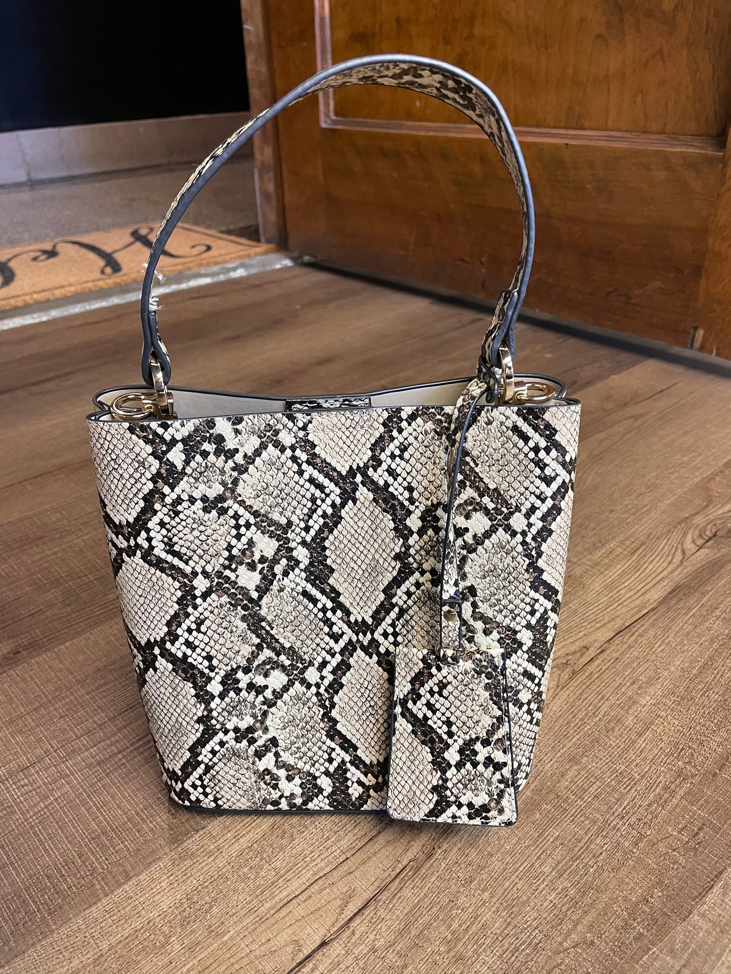 Faux Snakeskin Handbag