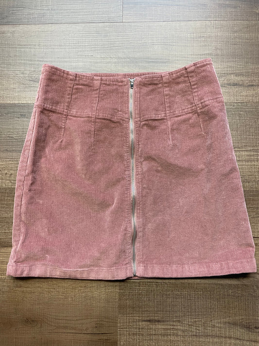 Jolt Pink Corduroy Zipper-Front Skirt (M)