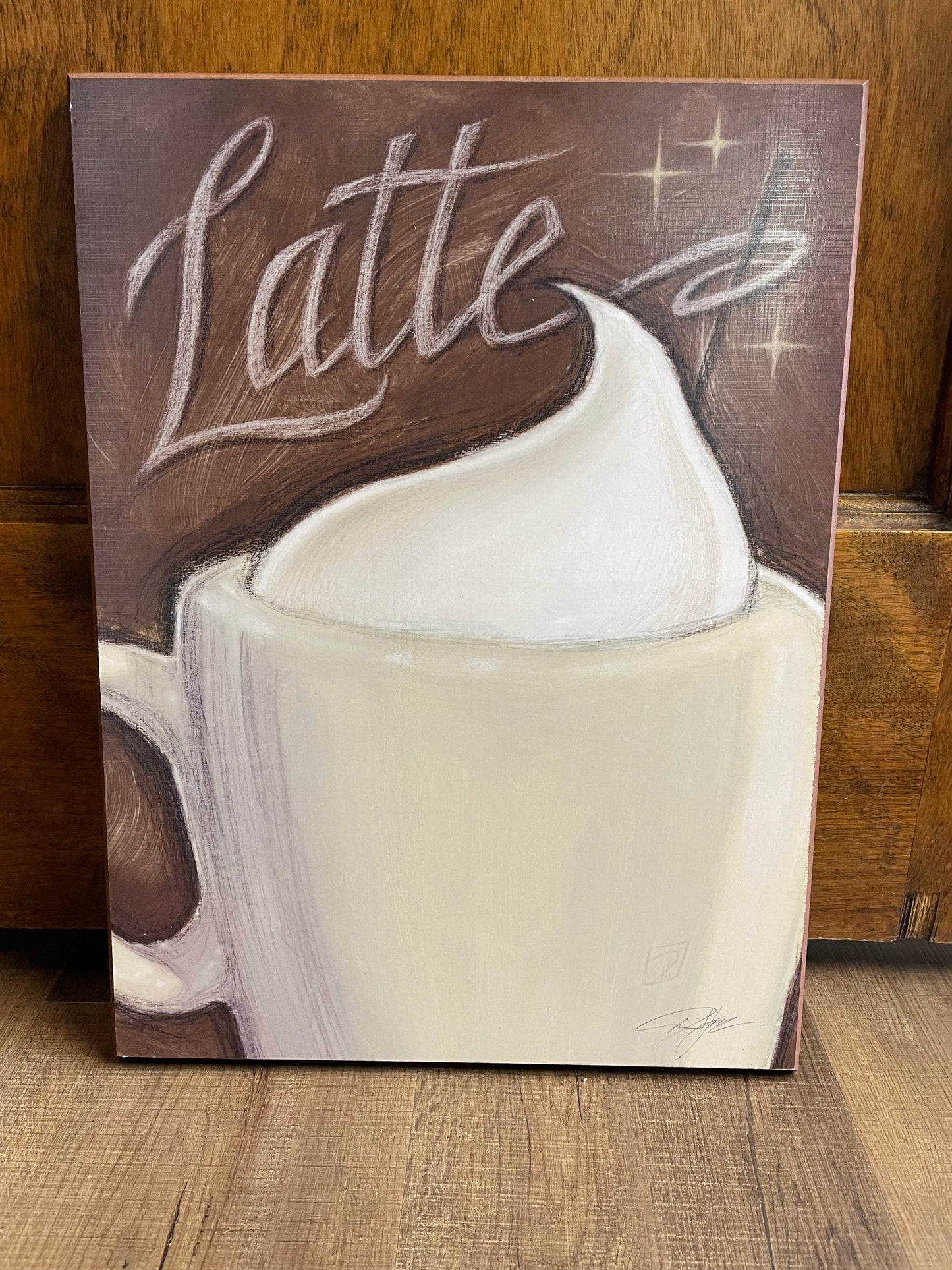 Wooden Latte Plaque