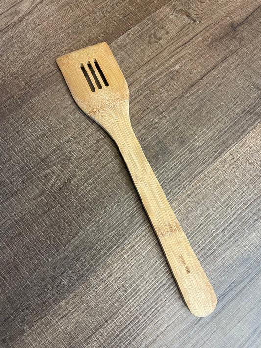 Pampered Chef Bamboo Slotted Spatula Spoon