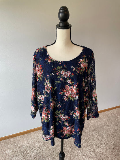 Cathy Daniels Lace Floral Top (3XL)