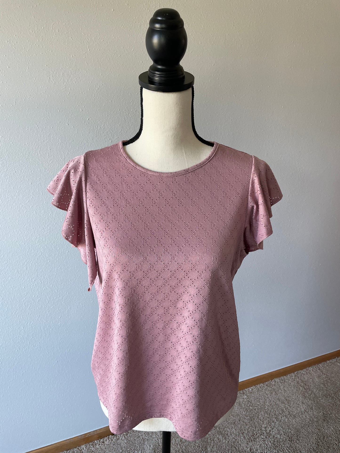 SHEIN Blush Top w/Ruffle Sleeves (M)