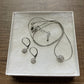 Silver Sliding Crystal Ball Necklace & Earring Set