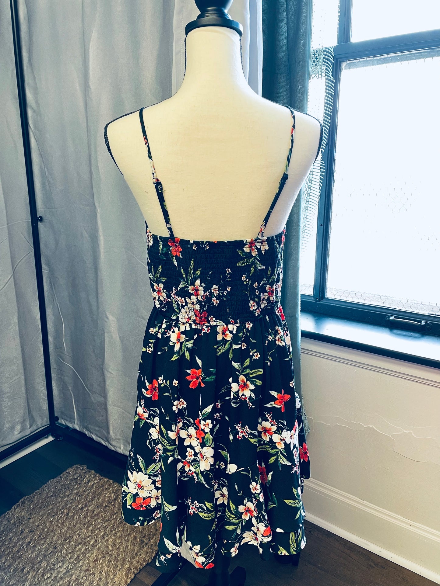 Xhilaration Black Floral Dress (M)