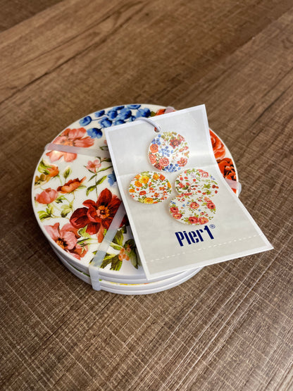 Pier 1 Floral Ceramic Coasters