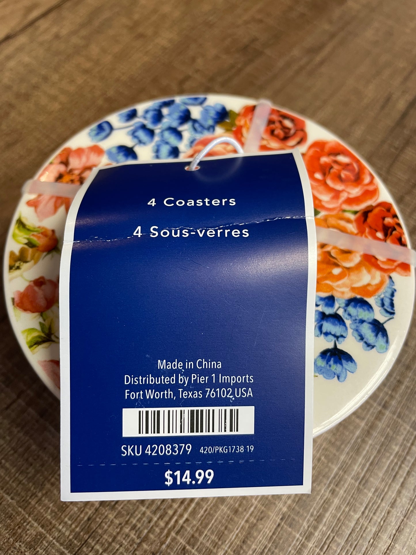 Pier 1 Floral Ceramic Coasters