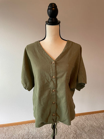 Time & True Sage Tie Top (XL)